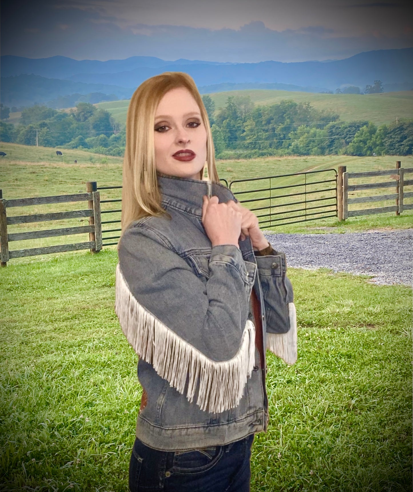 Southwest White Fringe Jean Jacket