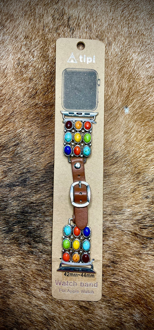 Square Multi Stone Watch Band