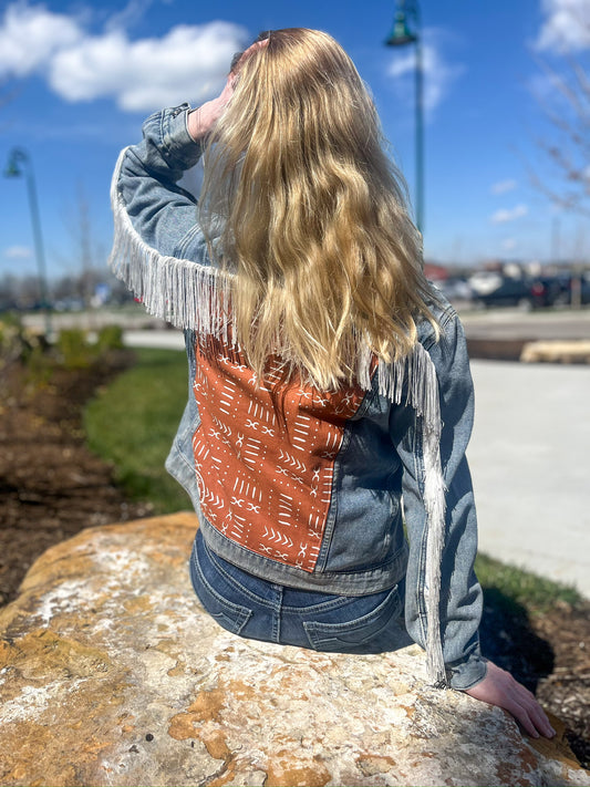 Southwest White Fringe Jean Jacket