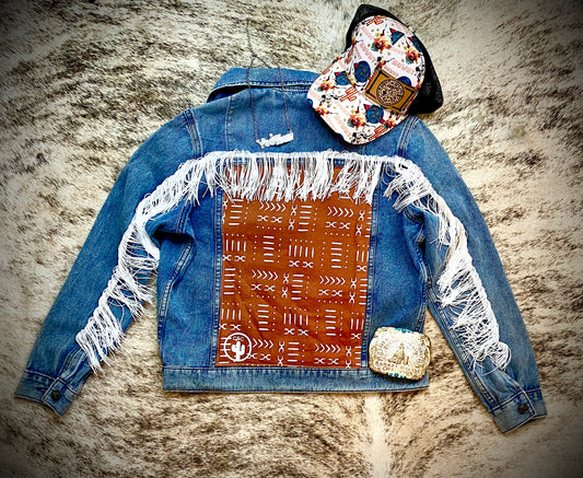 Southwest White Fringe Jean Jacket